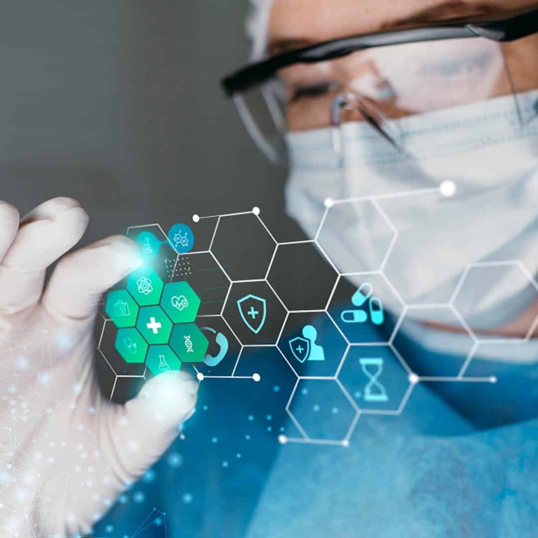 Medical banner with a doctor wearing goggles